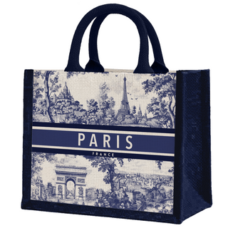 SAC053 - SAC CABAS MM PARIS TOILE DE JOUY BLEU #9344