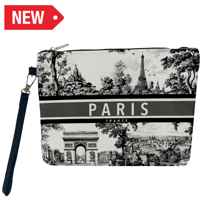 POCH002 - POCHETTE PARIS TOILE DE JOUY NOIR #9542