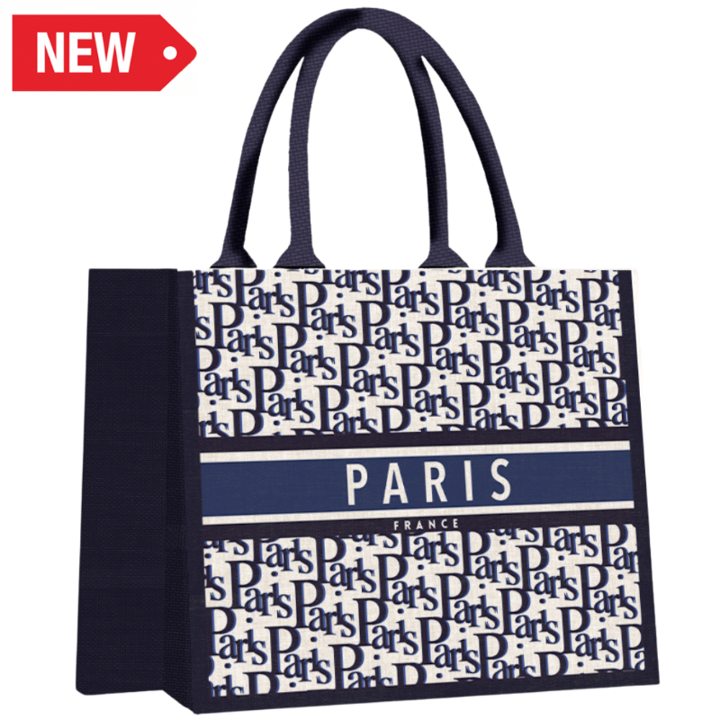 SAC035 - SAC CABAS PARIS TYPO BLEU #9290