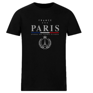 TSH016 - T SHIRT BLACK PARIS CROWN BRODE