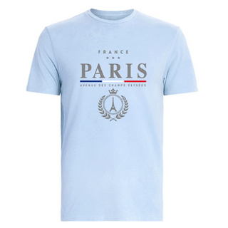 TSH018 - T SHIRT SKY BLUE PARIS CROWN BRODE