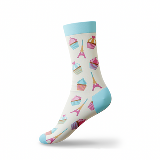 CHAUSS065 - CHAUSSETTES CUPCAKE ECRU PARIS #8316