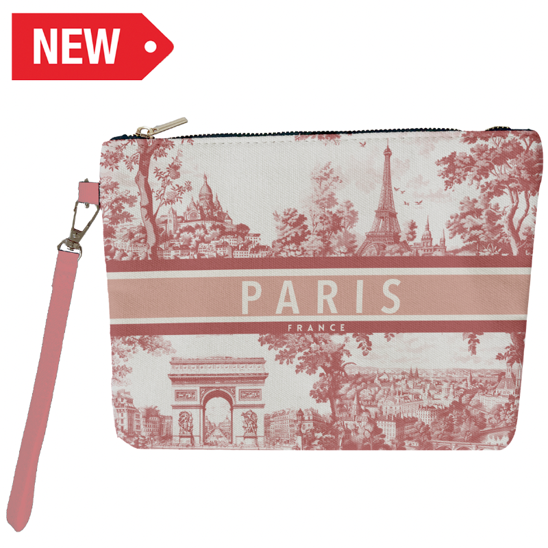 POCH003 - POCHETTE PARIS TOILE DE JOUY ROSE #9559
