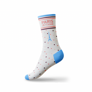 CHAUSS055 - CHAUSSETTES PETIT POIS BLANC BLEU PARIS #8064