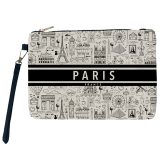 POCH007 - POCHETTE PARIS ALL OVER NAIF NOIR #0296