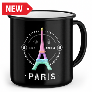 MUG096 - MUG PLAQUE TOUR EIFFEL RAINBOW NOIR #8910