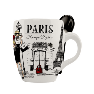 MUG086 - MINI MUG SPOON  PARIS FASHION C #7517