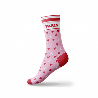 CHAUSS053 - CHAUSSETTES CŒURS ROSE PARIS #8040