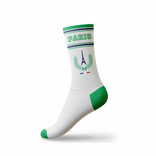 CHAUSS027 - CHAUSSETTES SPORT ECRU VERT PARIS #7784 