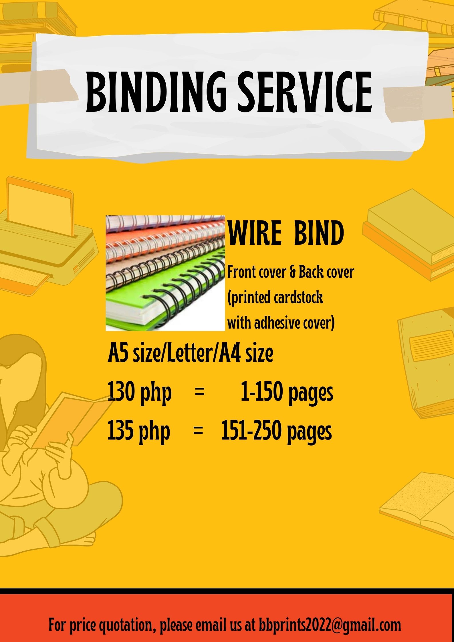 Wire bind with printed and adhesive cover - a5 size / letter size / a4 size - Copy 1 Main Image