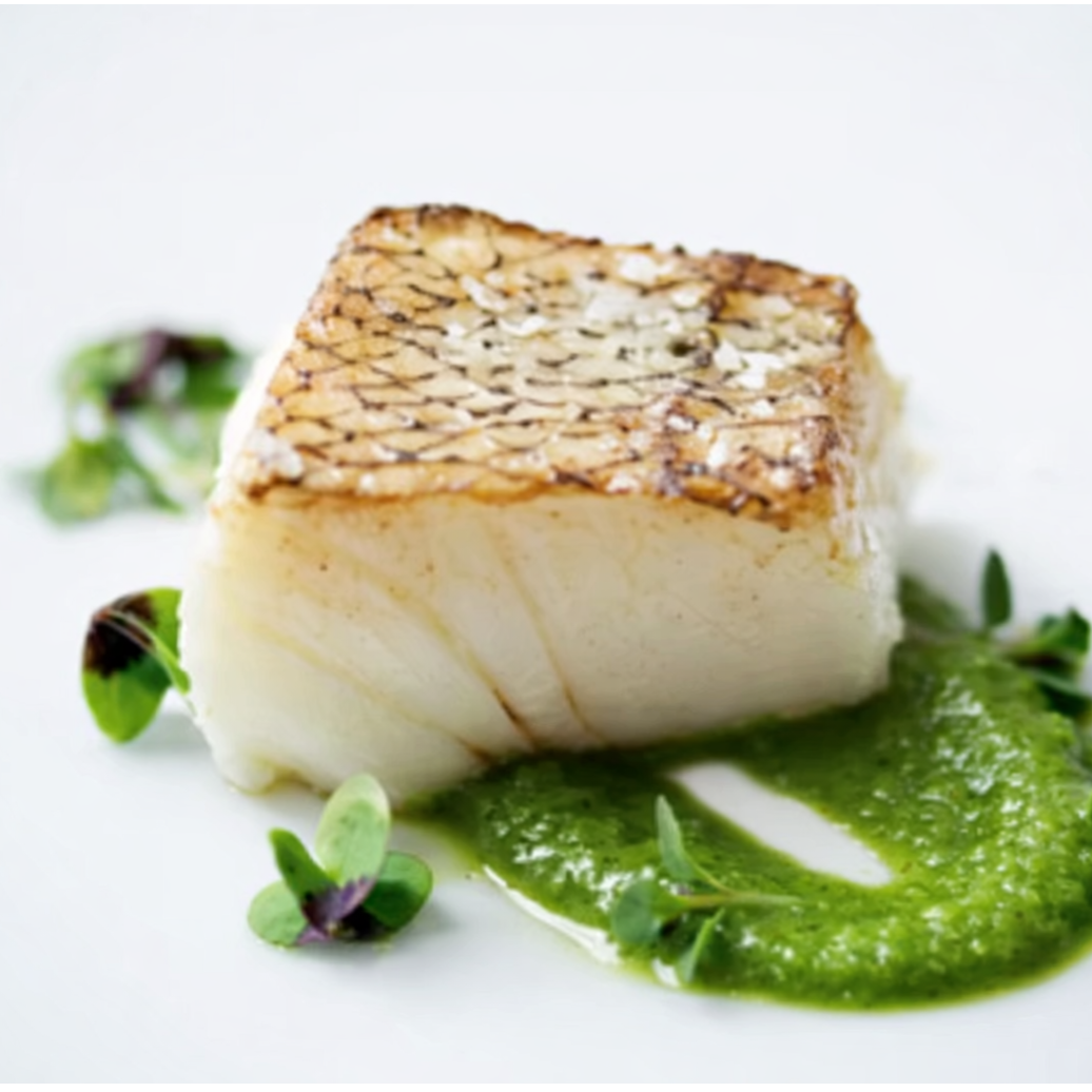Raw Chilean sea bass portion