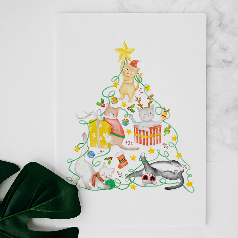 Carte Chats de Noël