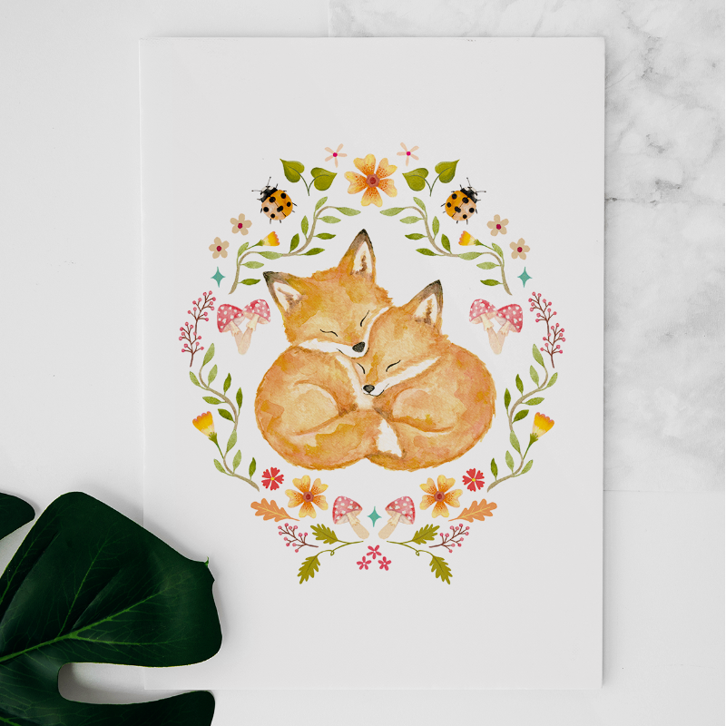 Carte Petits renards blottis