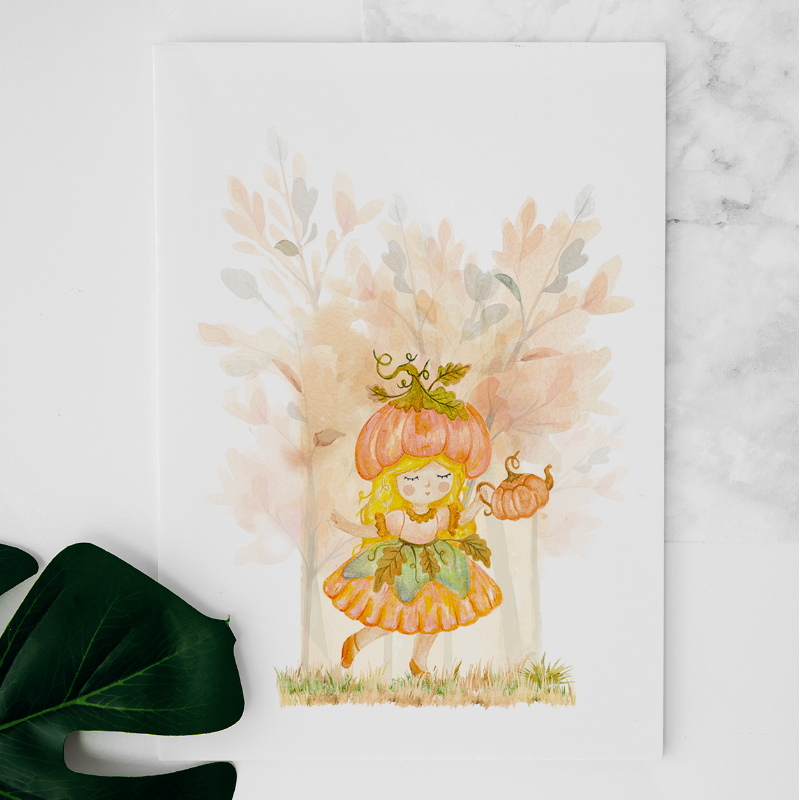 Carte Fée Citrouille