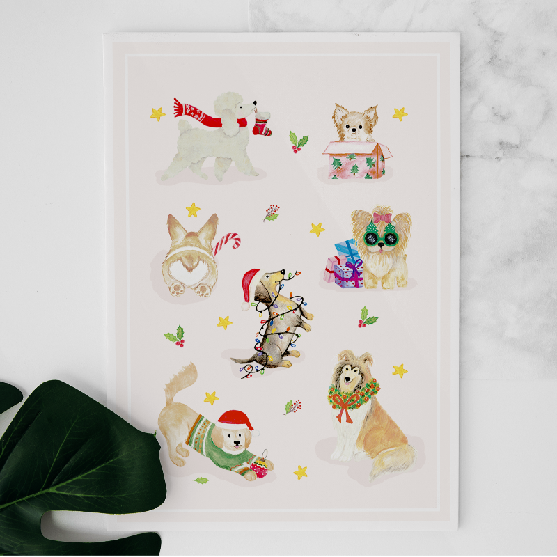  Carte Chiens de Noël