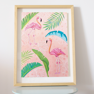  Affichette Flamants roses