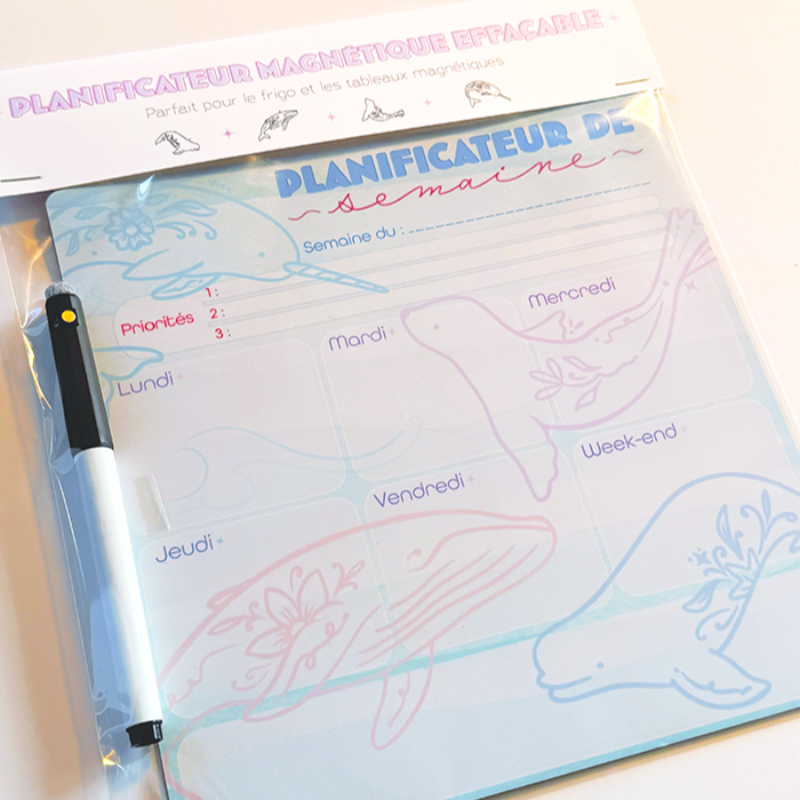 Planificateur magnétique effaçable - mammifères marins