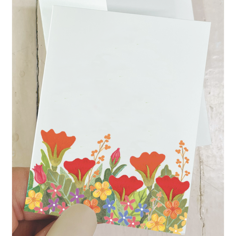 Carte mini fleurs rouges