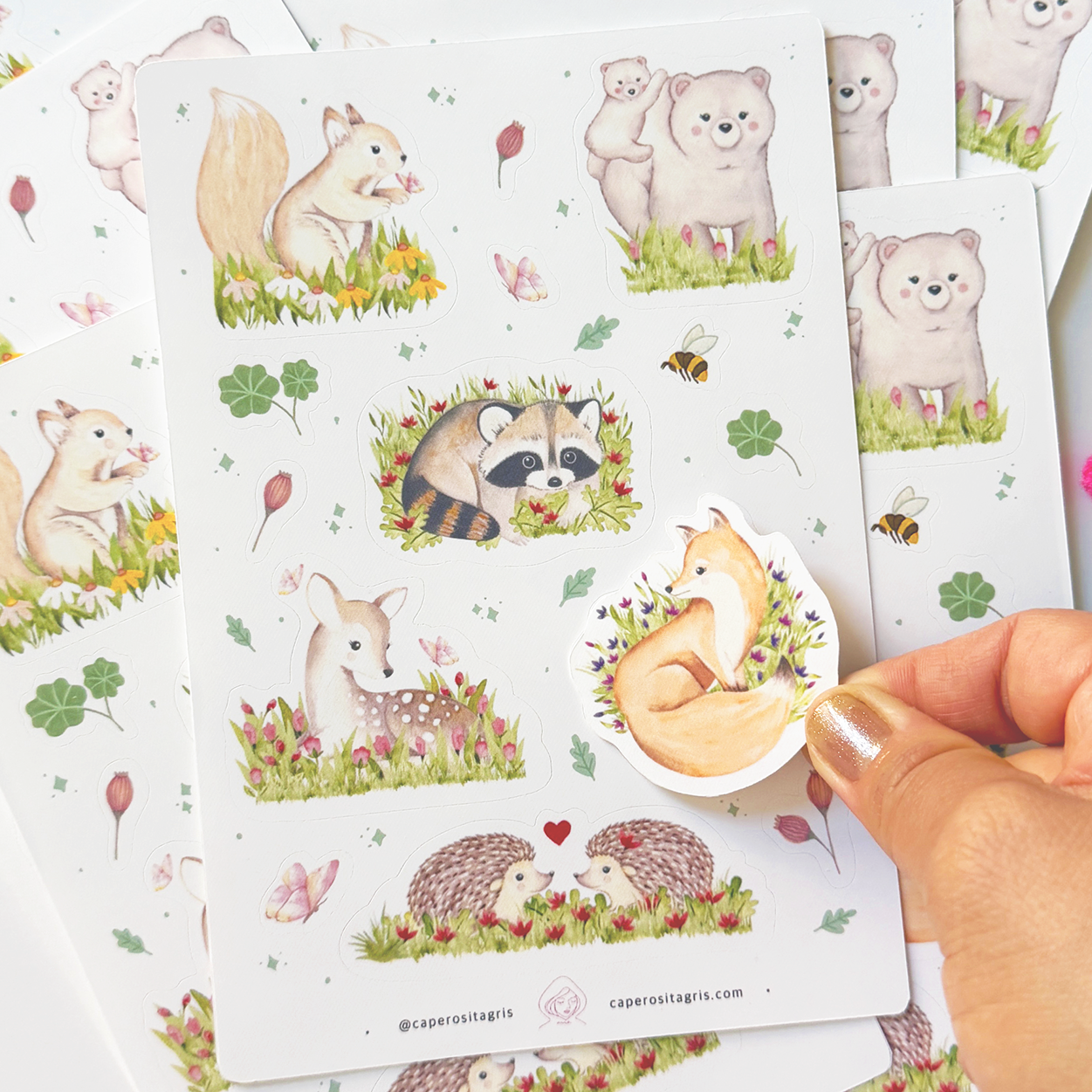 Feuille d'autocollants p'tits animaux