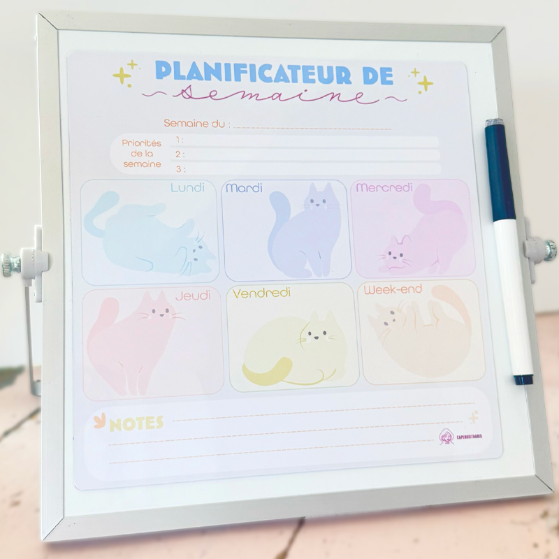 Planificateur magnétique effaçable - Chatons