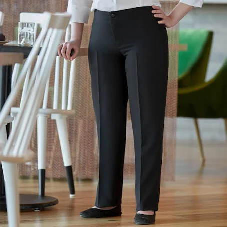 Henry Segal Women's Customizable Black Flat Front Low-Rise Dress Pants