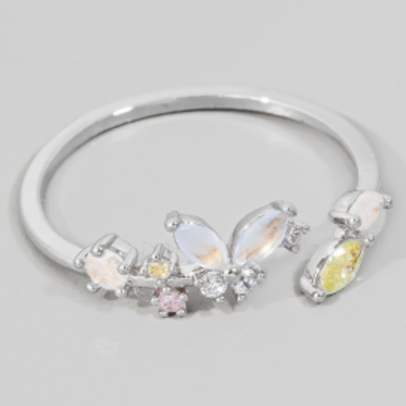 R31-Cubic Zirconia Butterfly Open Band Ring (Available gold & silver) - Thumbnail (Preview) 2