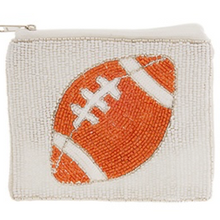 T74 -5.5x 4.5” Orange & White  Football Coin Pouch