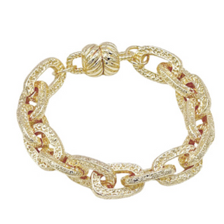 M93-Texture Oval Shape Link Bracelet