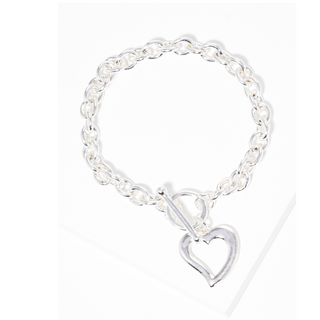 CL1-Open love heart chain linked toggle closure bracelet