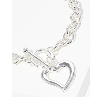 CL1-Open love heart chain linked toggle closure bracelet - Thumbnail 2