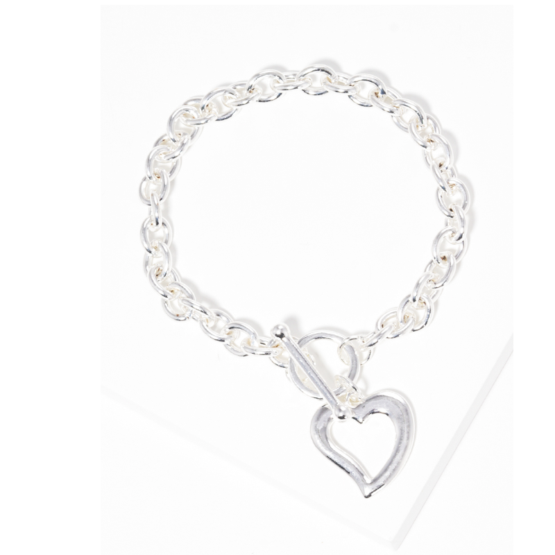 CL1-Open love heart chain linked toggle closure bracelet Main Image