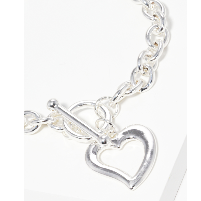 CL1-Open love heart chain linked toggle closure bracelet - Thumbnail (Preview) 2