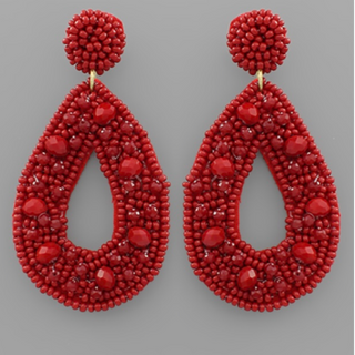 USC45- Glass & seed bead tear drop earring - Thumbnail 2