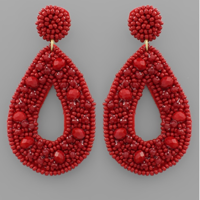 USC45- Glass & seed bead tear drop earring - Thumbnail (Preview) 2