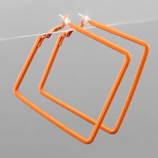 C36- Orange Square Hoop Earrings