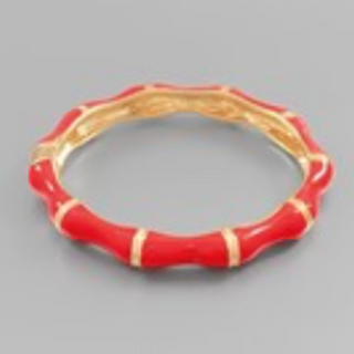 CL67- Color & Gold Enamel Bamboo Hinge Bracelet (multiple colors available)  - Thumbnail 2