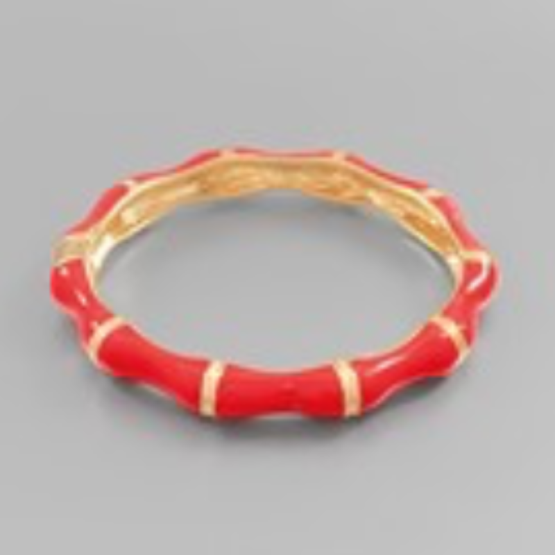 CL67- Color & Gold Enamel Bamboo Hinge Bracelet (multiple colors available)  - Thumbnail (Preview) 6