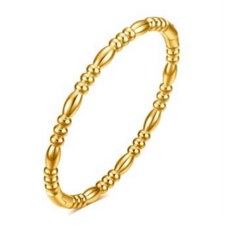 BR8- 3 SHORT 1 LONG BEAD BANGLE 18K GOLD-PLATED STAINLESS-STEEL BRACELET