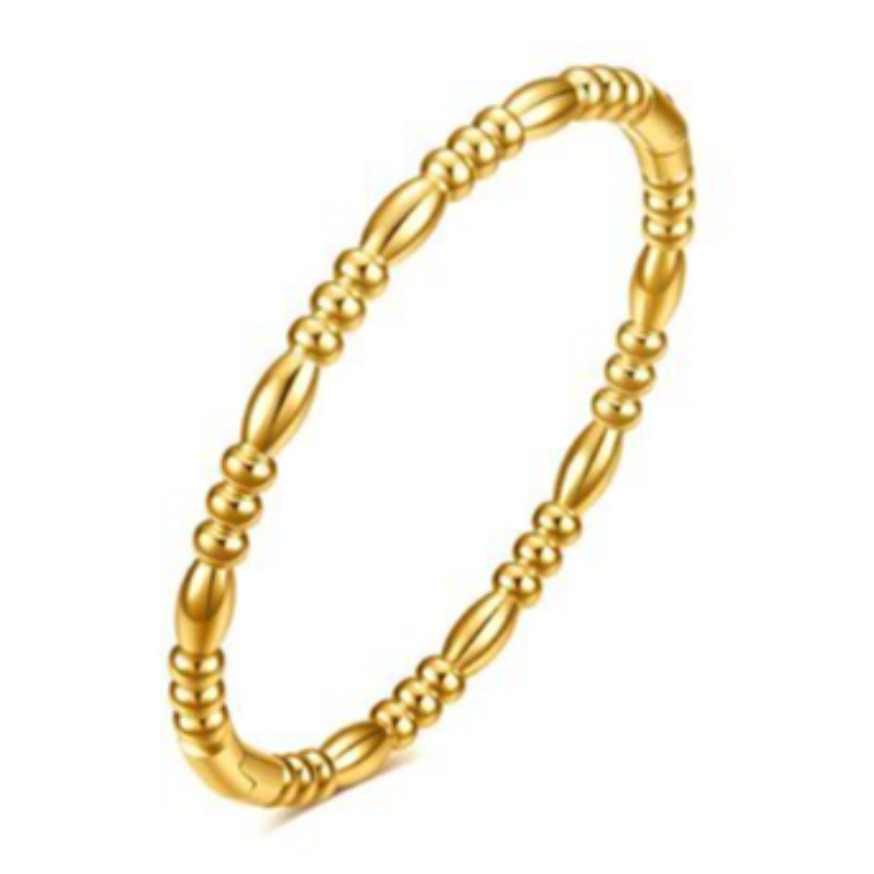 BR8- 3 SHORT 1 LONG BEAD BANGLE 18K GOLD-PLATED STAINLESS-STEEL BRACELET Main Image