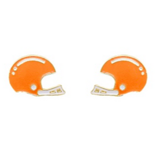 T50- Orange Football Helmet Earrings-