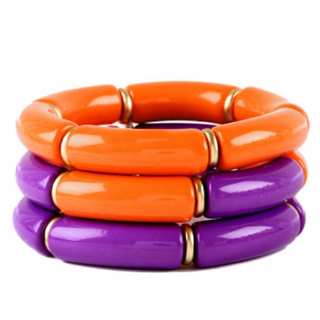 C104- Orange & Purple Chunky Tube Bracelet