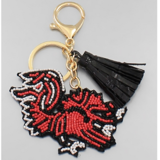 USC14- Beaded Tassel Gamecock Key Chain