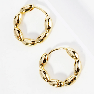 H7- 14K Gold Dipped 15mm Puffy Oval Huggie Hoop Earrings