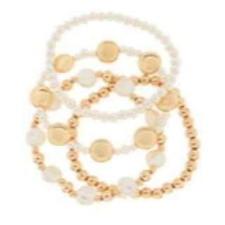 P11-4 Row Pearl Disk & CCB Ball Bracelet - Thumbnail 2