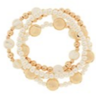 P11-4 Row Pearl Disk & CCB Ball Bracelet