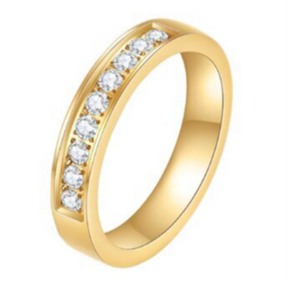 R10- CHANNEL CZ 18K GOLD PLATED STAINLESS STEEL RING