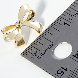 Y24-18K Gold Dipped Brass Ribbon Bow Stud Earrings - Thumbnail 2