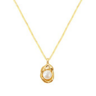 N16-18K GOLD PLATED STAINLESS STEEL OYSTER NECKLACE - Thumbnail 2