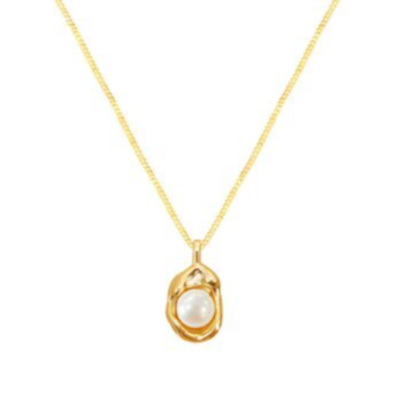 N16-18K GOLD PLATED STAINLESS STEEL OYSTER NECKLACE - Thumbnail (Preview) 2