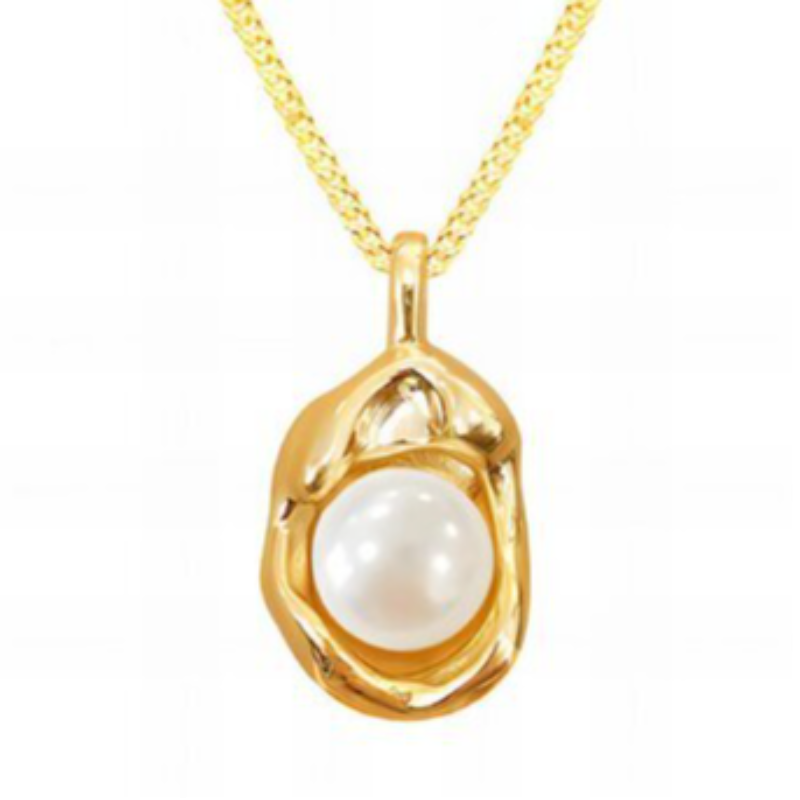 N16-18K GOLD PLATED STAINLESS STEEL OYSTER NECKLACE Main Image